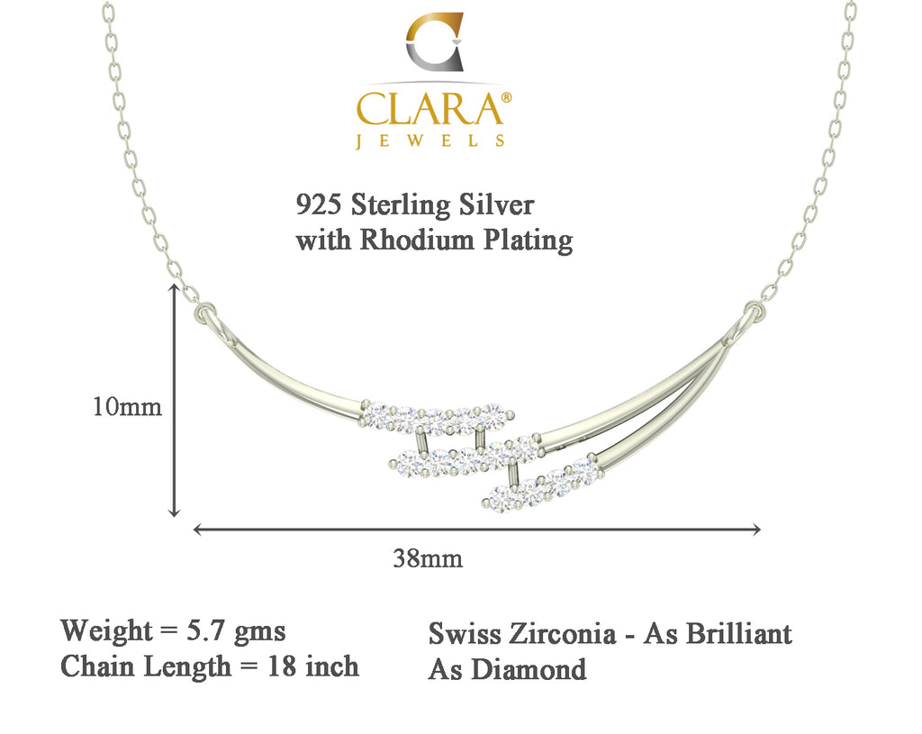 CLARA 925 Sterling Silver Rhodium Plated Isla Pendant Earring Necklace Set with Chain Gift for Women and Girls