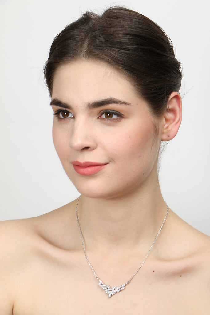 CLARA 925 Sterling Silver Rhodium Plated Cubic Zirconia Pendant with Chain Gift for Women & Girls