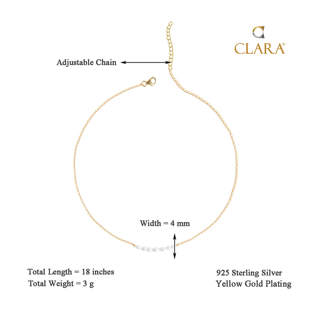 CLARA 925 Sterling Silver Pearl Charm Necklace Chain