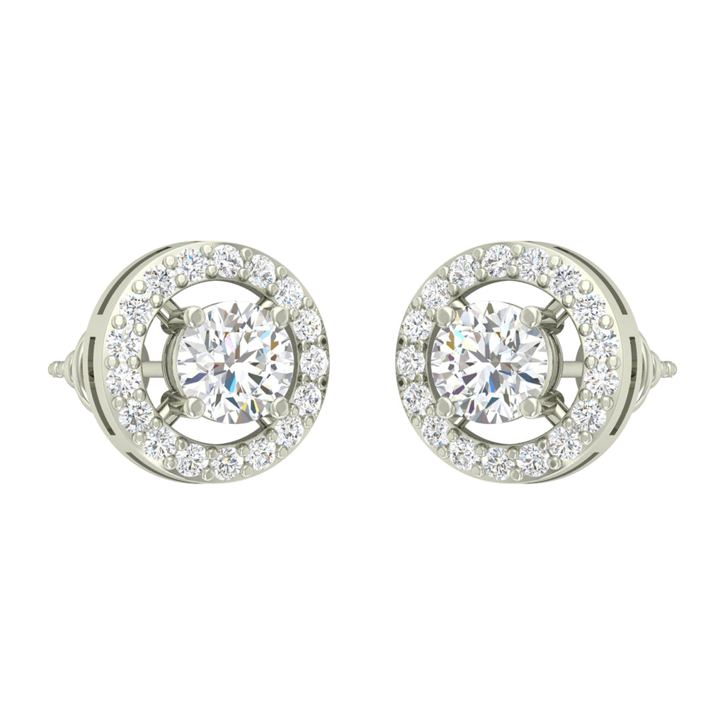 CLARA 925 Sterling Silver Swiss Zirconia Halo Earring With Screw Back Gift for Women and Girls