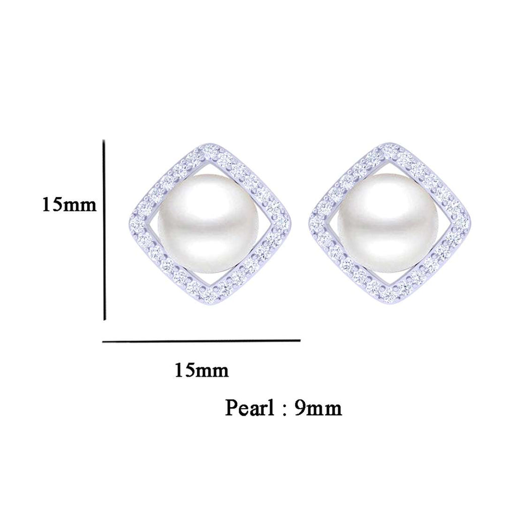 Clara 92.5 Sterling Silver Real Pearl Earrings Gift for Women and Girls