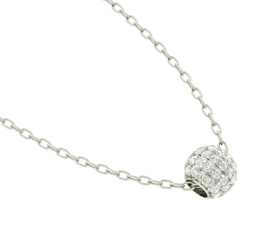 CLARA 925 Sterling Silver Rhodium Plated Ball Pendant with Chain Gift for Women and Girls