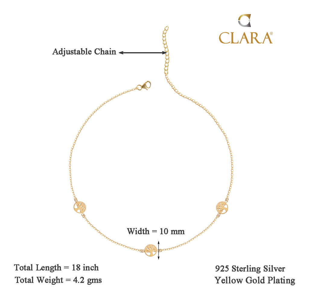 CLARA 925 Sterling Silver Tree of Life Charm Necklace Chain
