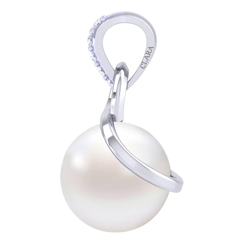 Clara 92.5 Sterling Silver Designer Real Pearl Pendant with Chain Gift for Women and Girls
