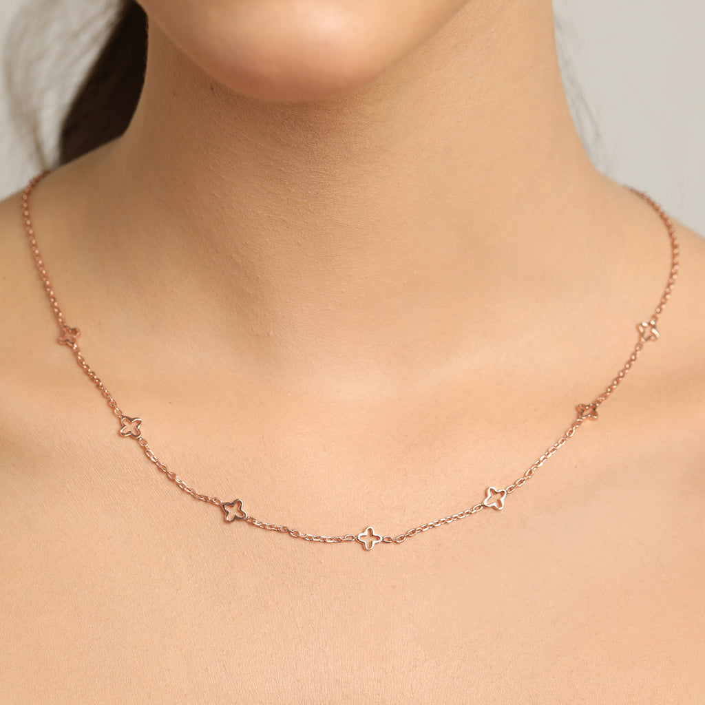 CLARA 925 Sterling Silver Flower Charm Necklace Chain