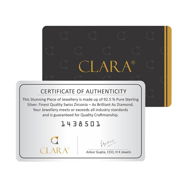CLARA 925 Sterling Silver 7 Stone Mangalsutra Tanmaniya Pendant Earring Jewellery Set with Chain Gift for Women and Girls