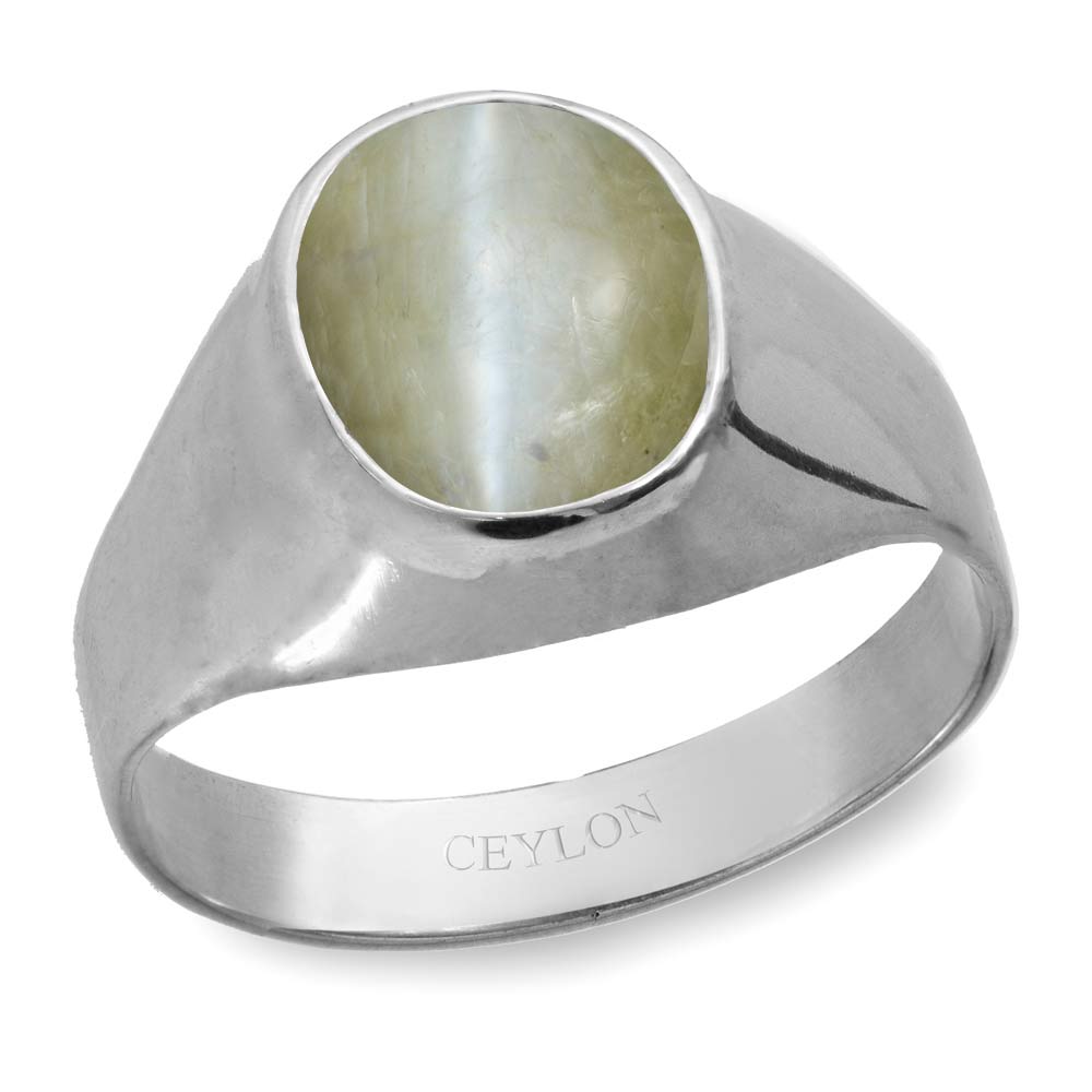 Ceylon Gems Chrysoberyl cat's eye Lehsunia 3.9cts or 4.25ratti stone Bold Silver Ring