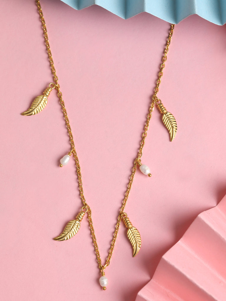 CLARA 925 Sterling Silver Leaf Charm Necklace Chain
