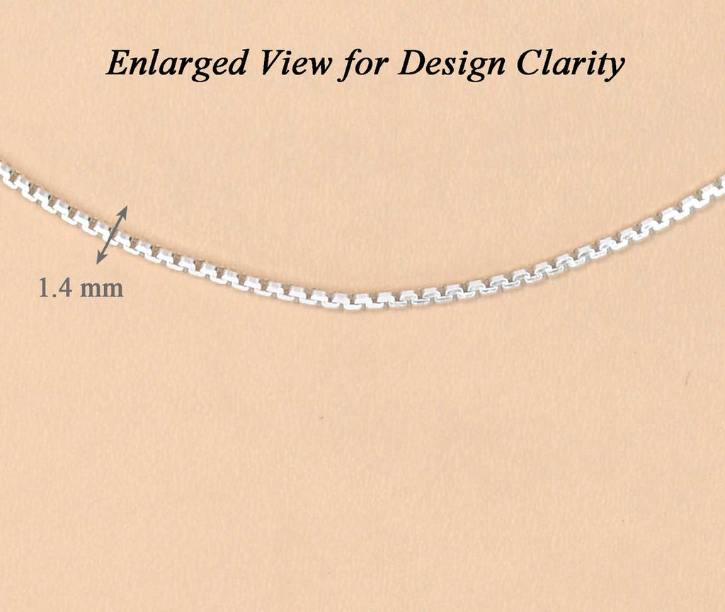 Clara Anti-Tarnish 92.5 Sterling Silver Box Chain Necklace in 16 18 24 inches for Women & Girls
