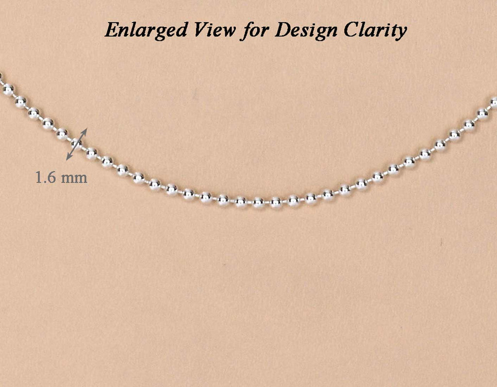 Clara Anti-Tarnish 92.5 Sterling Silver Ball Chain Necklace in 16 18 24 inches for Women & Girls