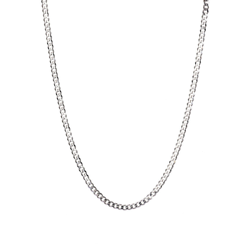 Clara Anti-Tarnish 92.5 Sterling Silver Curb Chain Necklace in 20 24 28 inches for Men & Boys