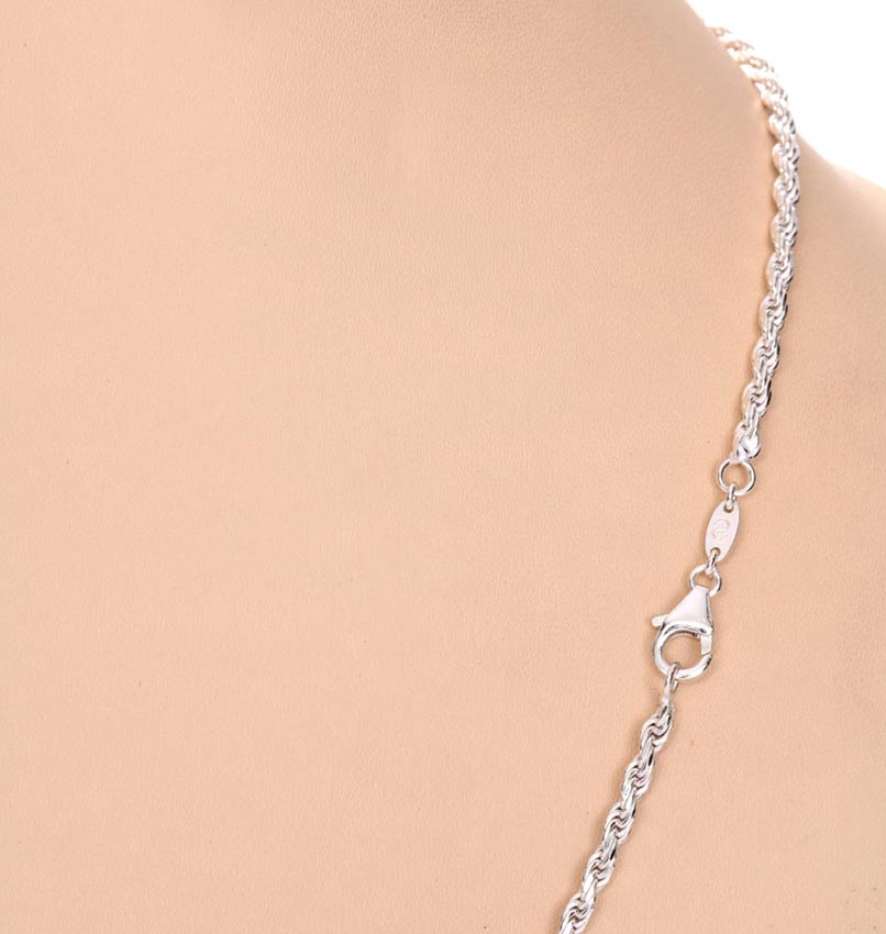 Clara Anti-Tarnish 92.5 Sterling Silver Rope Chain Necklace in 20 24 28 inches for Men & Boys