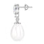 CLARA 925 Sterling Silver Pearl Pear Earrings | Rhodium Plated, Swiss Zirconia , Screw Back | Gift for Women & Girls