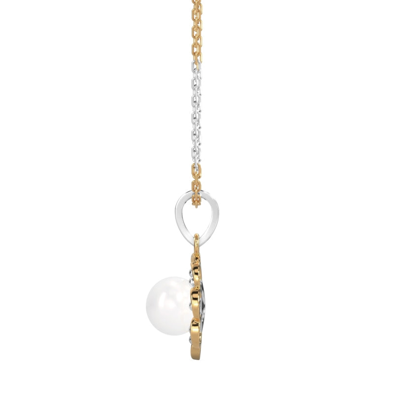 CLARA 925 Sterling Silver Pearl Lotus Pendant With Chain Necklace | Gold Rhodium Plated | Gift for Women & Girls