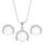 CLARA 925 Sterling Silver Real Pearl Riko Pendant Earring Chain Jewellery Set | Rhodium Plated, Swiss Zirconia | Gift for Women & Girls