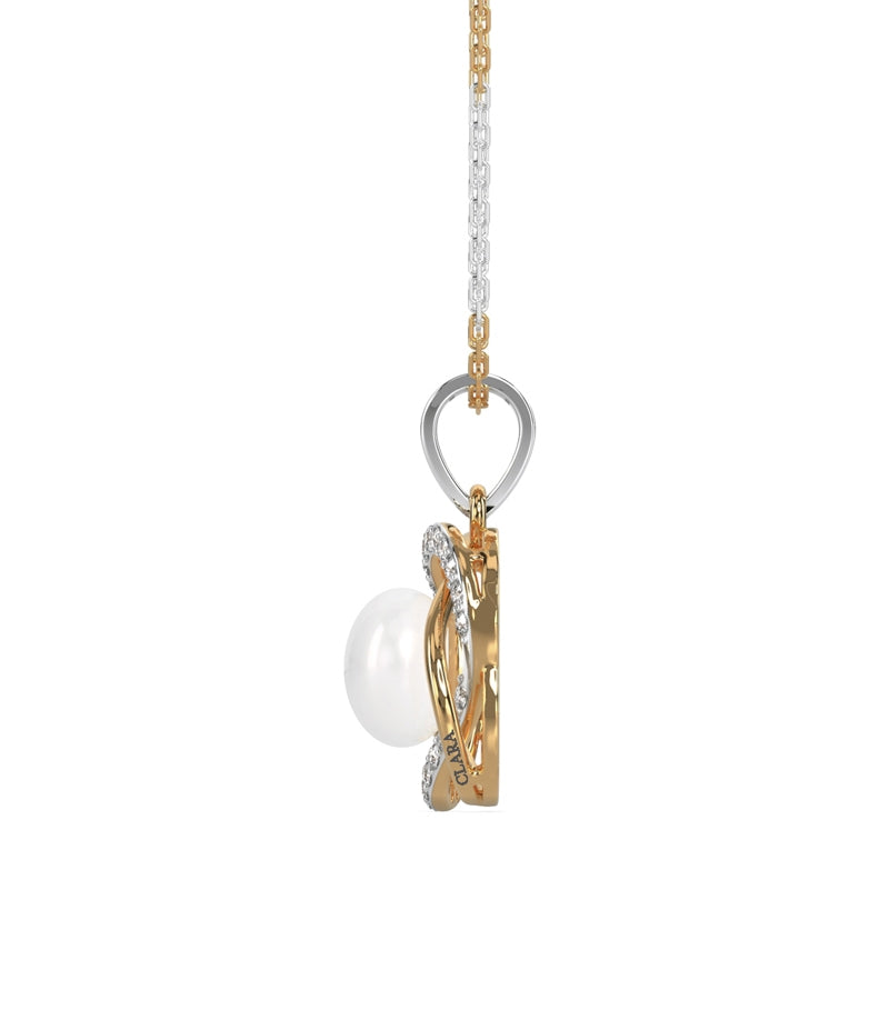 CLARA 925 Sterling Silver Real Pearl Knot Pendant With Chain Necklace | Gold Rhodium Plated, Swiss Zirconia | Gift for Women & Girls