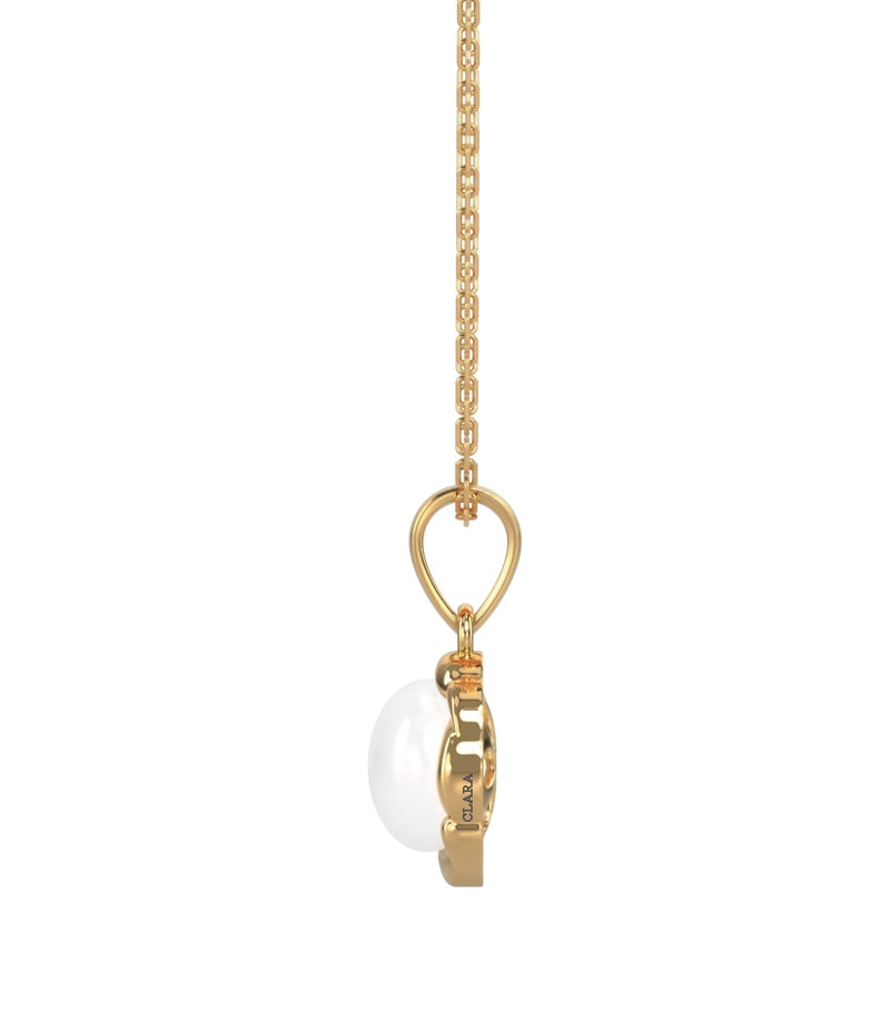 CLARA 925 Sterling Silver Real Pearl Aki Pendant With Chain Necklace | Gold Rhodium Plated | Gift for Women & Girls