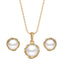 CLARA 925 Sterling Silver Real Pearl Aki Pendant Earring Chain Jewellery Set | Gold Rhodium Plated | Gift for Women & Girls