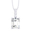 Silver Emerald Cut Solitaire Pendant Chain Necklace