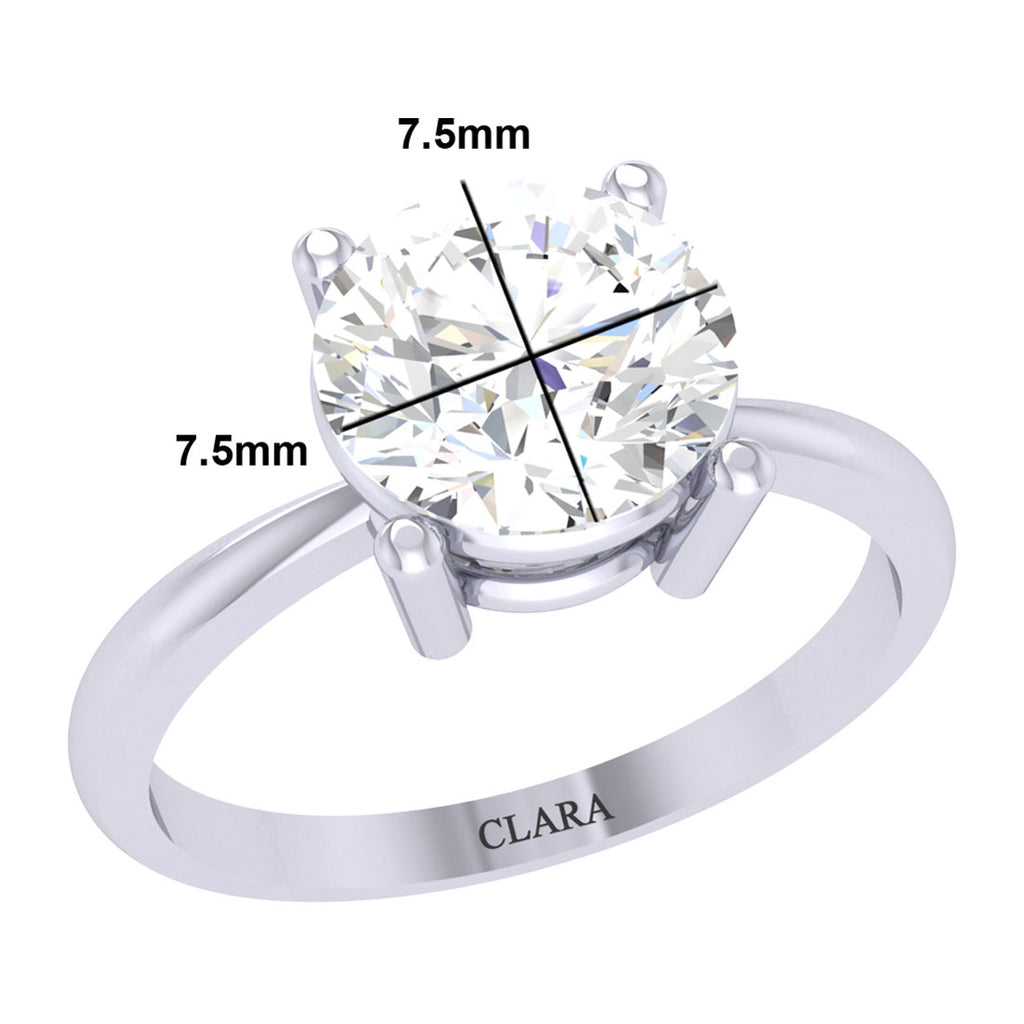 Clara 92.5 Sterling Silver White Gold Plated Round Brilliant Diamond Cut Zirconia Solitaire Ring For Women & Girls
