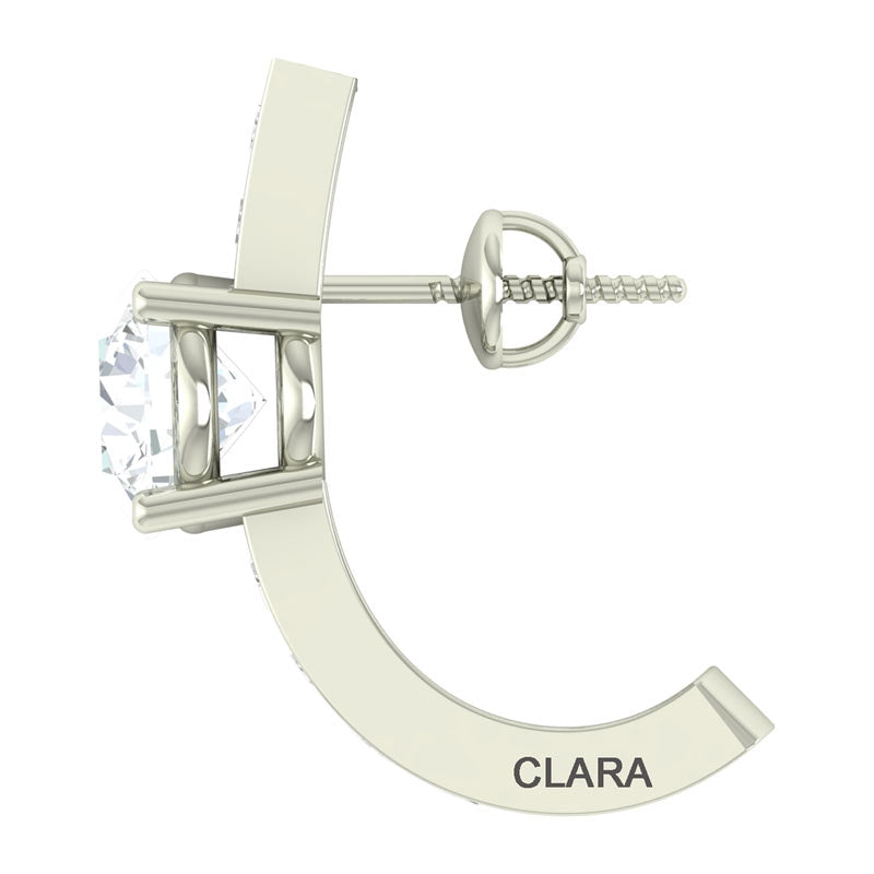 Clara 925 Sterling Silver and Cubic Zirconia Hoop Estelle Earring With Screw Back for Women & Girls