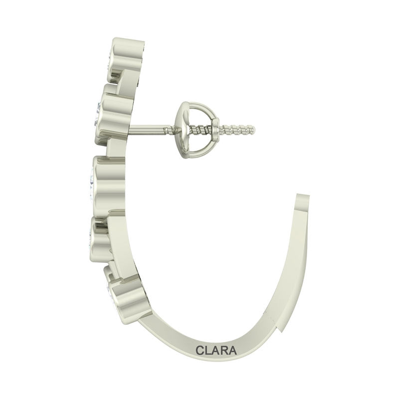 Clara 925 Sterling Silver and Cubic Zirconia Hoop Juno Earring
