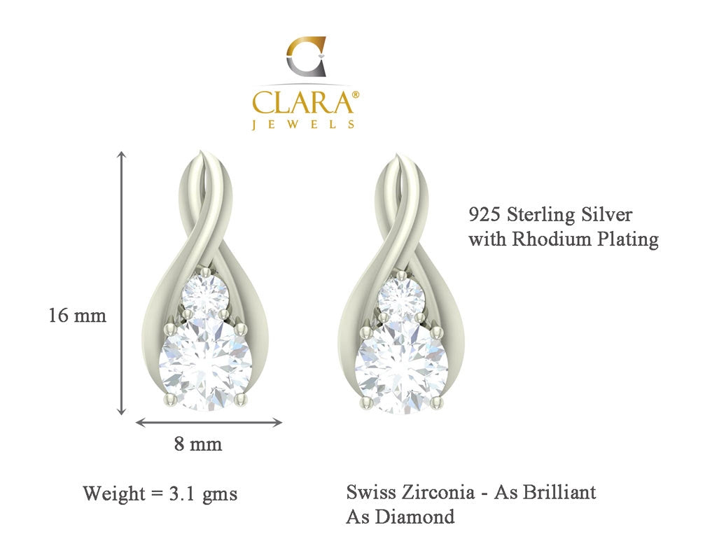 Clara 925 Sterling Silver and Cubic Zirconia Hoop Earring With Screw Back for Women & Girls