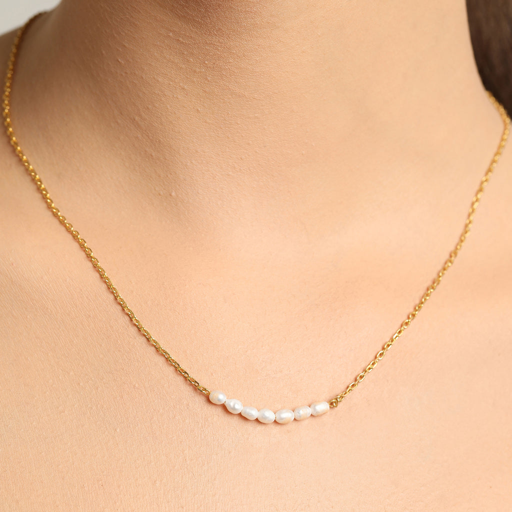 CLARA 925 Sterling Silver Pearl Charm Necklace Chain