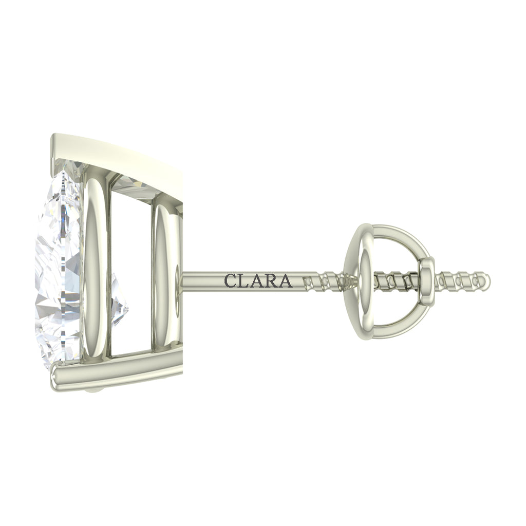 CLARA 925 Sterling Silver Swiss Zirconia Pear Earring With Screw Back Gift for Women and Girls