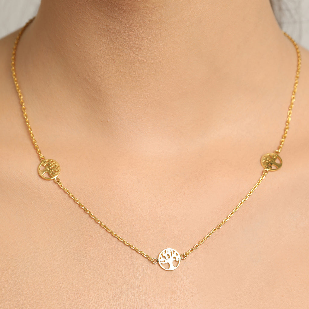 CLARA 925 Sterling Silver Tree of Life Charm Necklace Chain