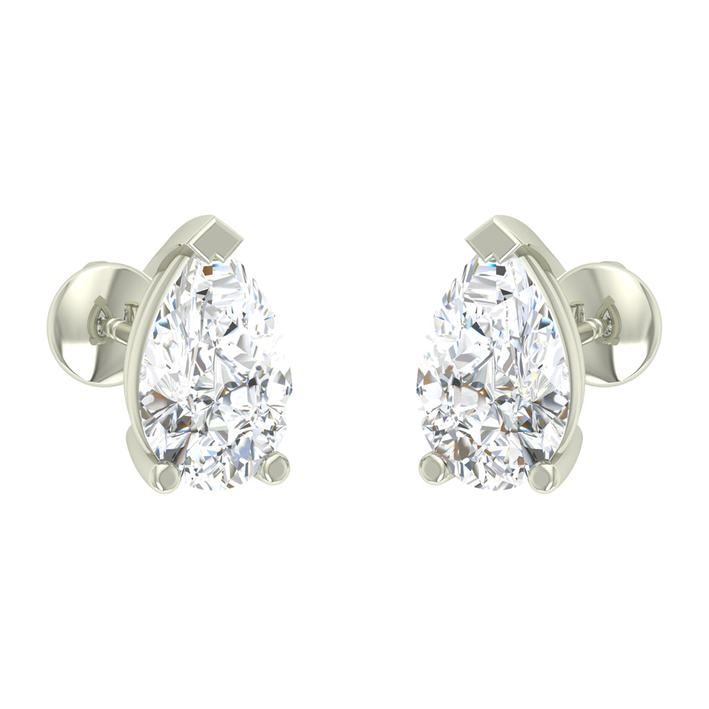 CLARA 925 Sterling Silver Swiss Zirconia Pear Earring With Screw Back Gift for Women and Girls