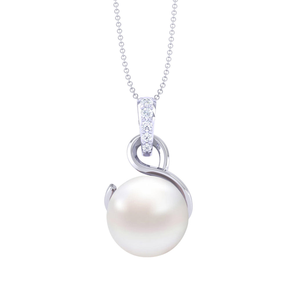 Clara 92.5 Sterling Silver Designer Real Pearl Pendant with Chain Gift for Women and Girls