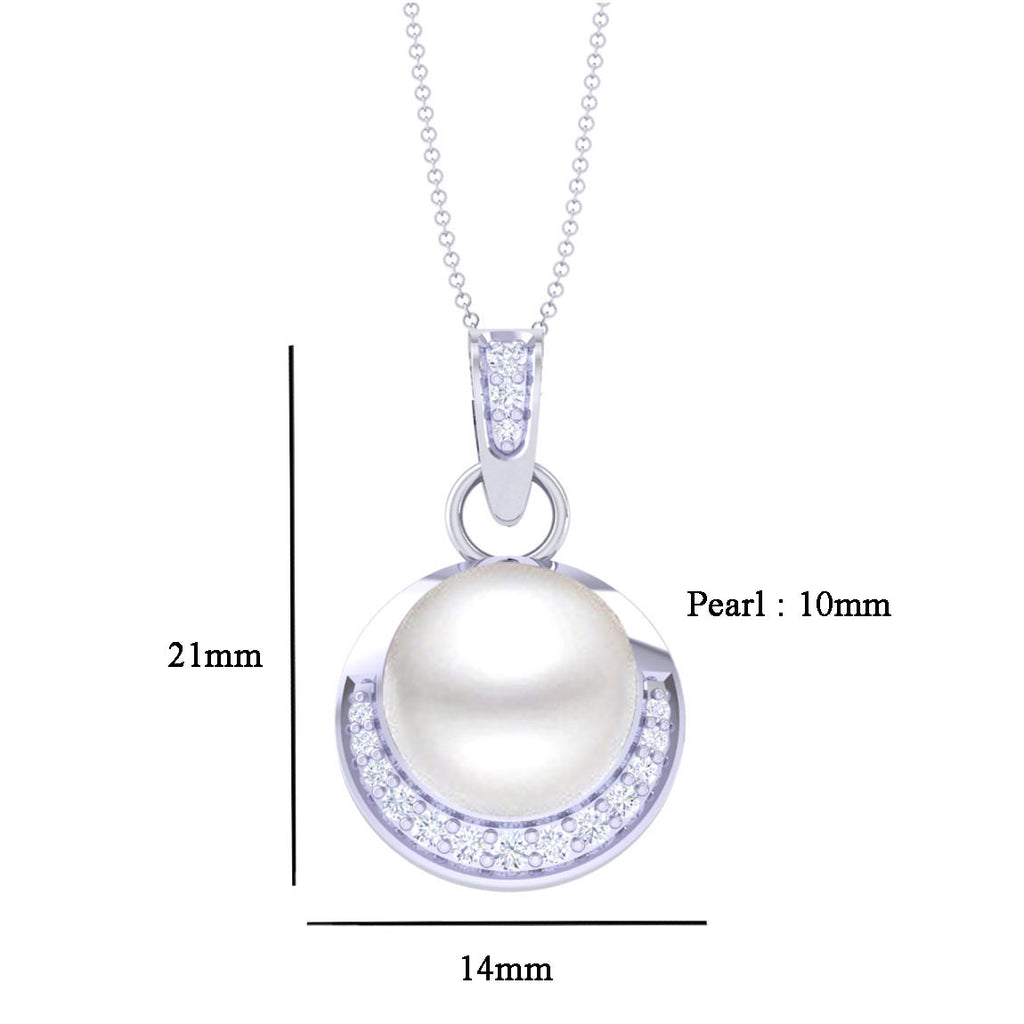 Clara 92.5 Sterling Silver Real Pearl Pendant with Chain Gift for Women and Girls