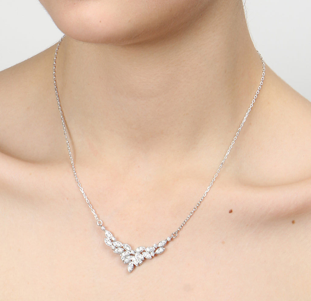 CLARA 925 Sterling Silver Rhodium Plated Cubic Zirconia Pendant with Chain Gift for Women & Girls