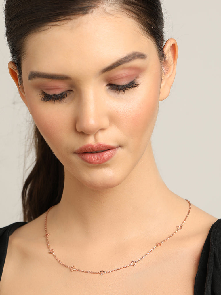 CLARA 925 Sterling Silver Flower Charm Necklace Chain