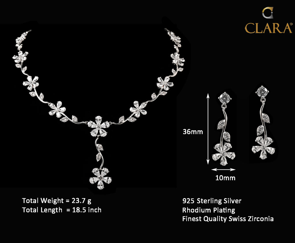 Clara 925 Sterling Silver Flower Necklace
