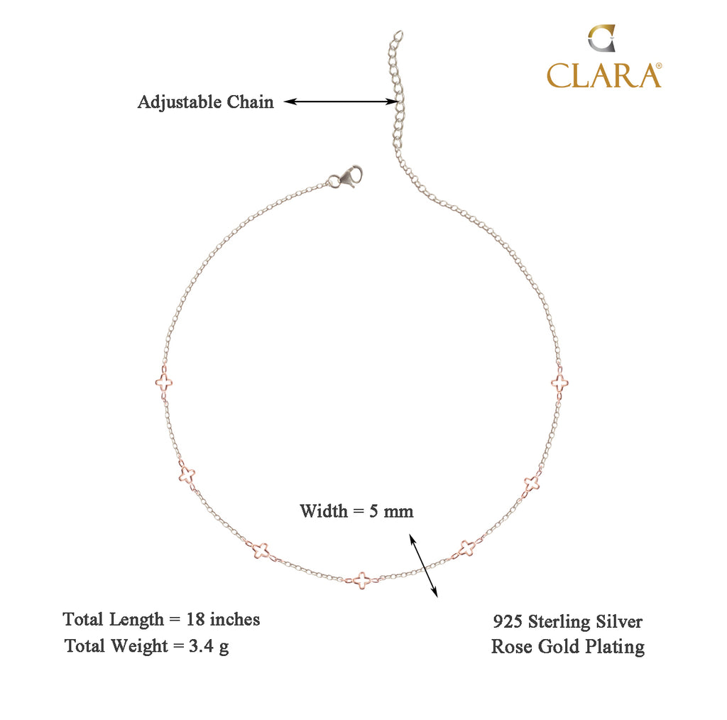 CLARA 925 Sterling Silver Flower Charm Necklace Chain
