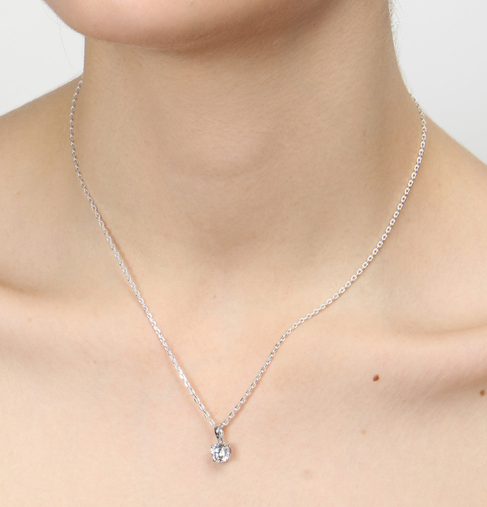 CLARA 925 Sterling Silver Rhodium Plated Round Pendant with Chain Gift for Women & Girls