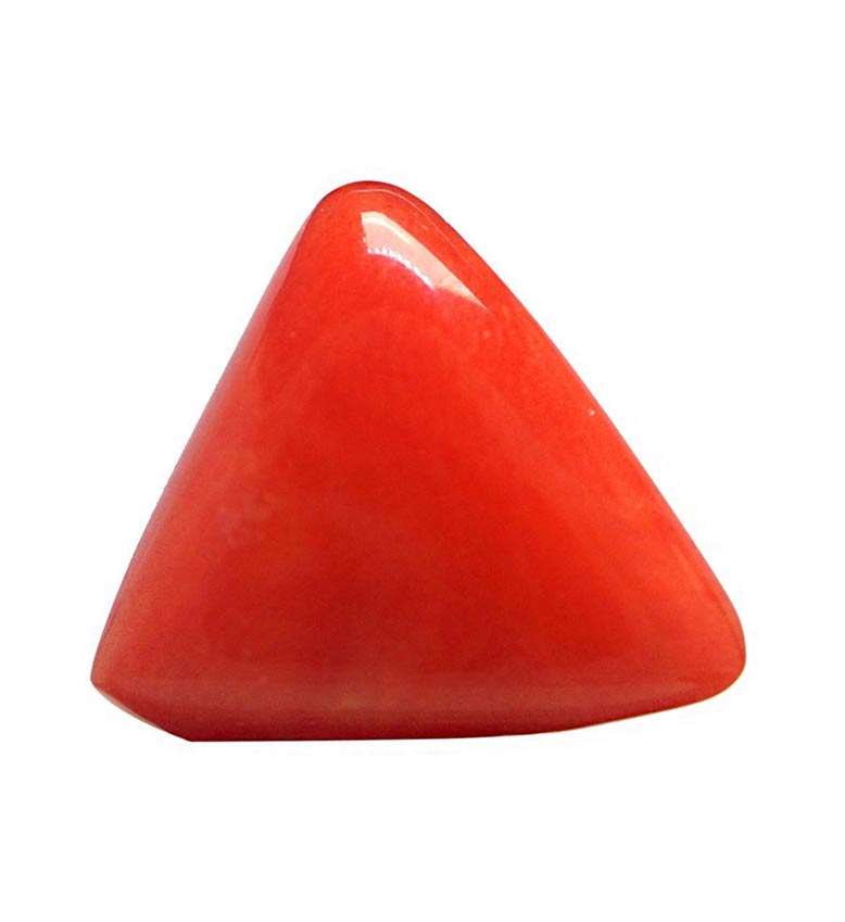 Ceylon Gems Trikona Italian Coral Moonga 10.25 to 10.5 RATTI Certified Energized Loose Gemstone