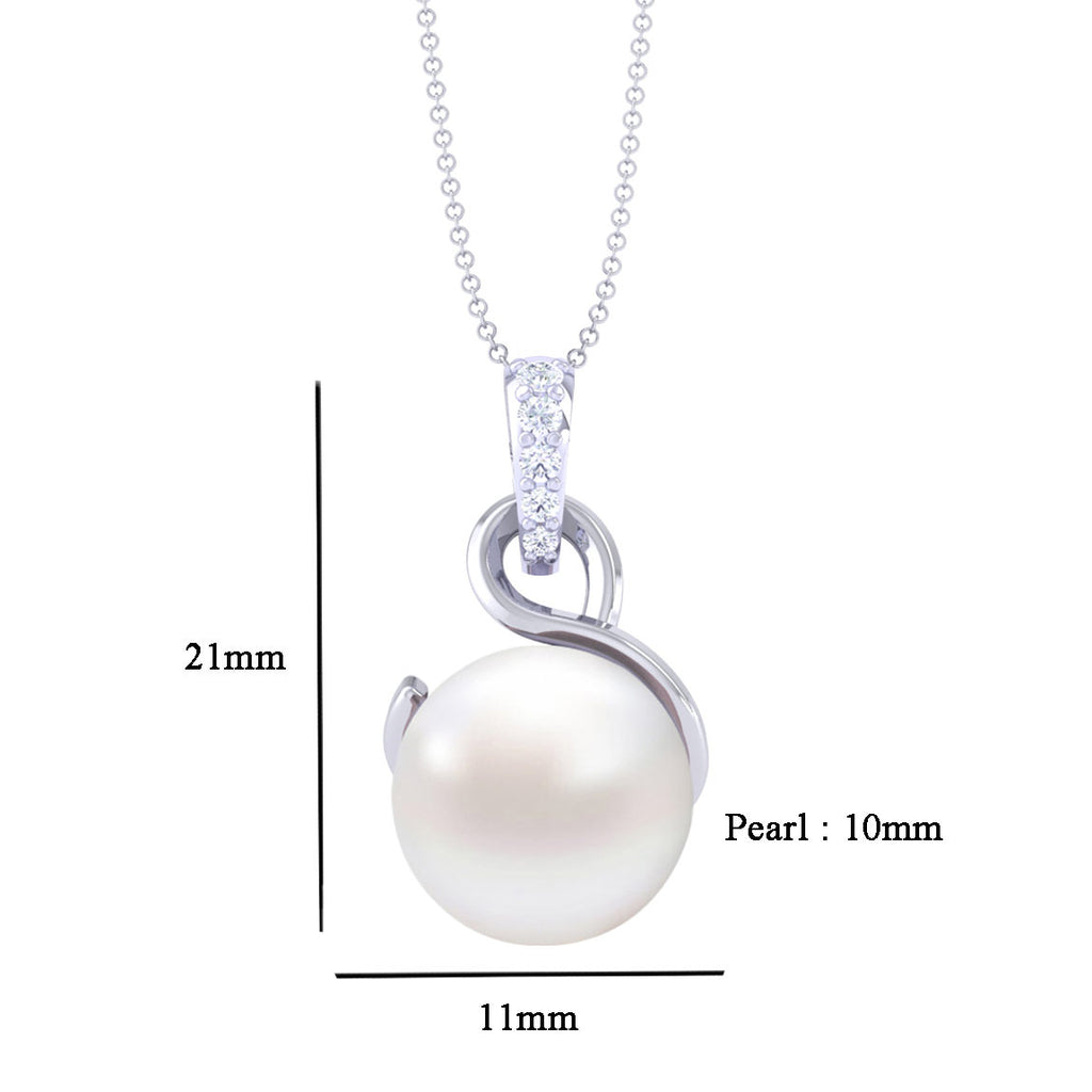 Clara 92.5 Sterling Silver Designer Real Pearl Pendant with Chain Gift for Women and Girls