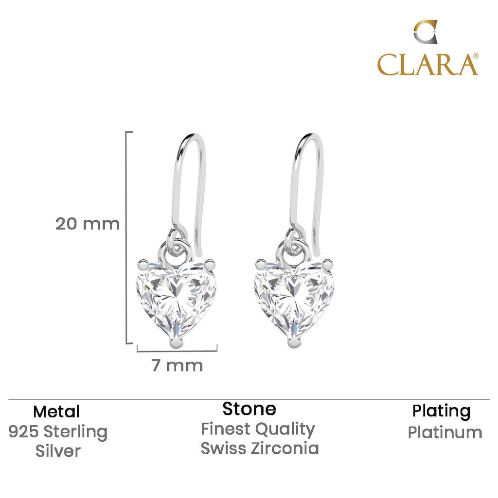 Silver Heart's Desire Solitaire Dangle Drop Earrings