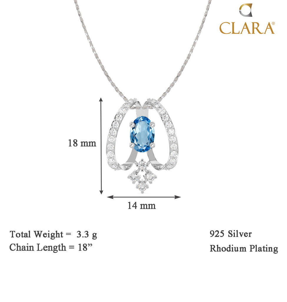 CLARA 925 Sterling Silver Stella Pendant Chain Necklace 