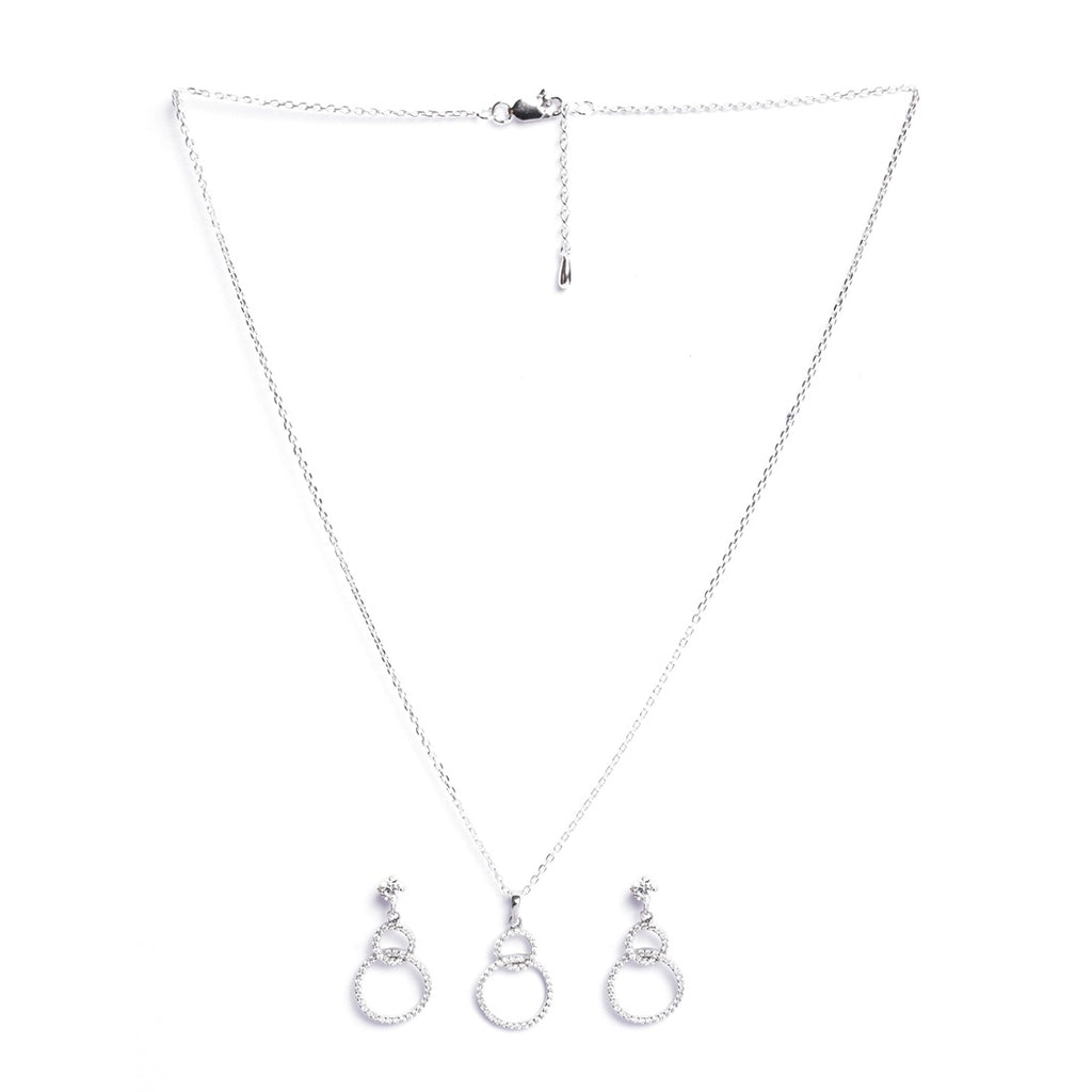 Silver Interlocked Ring Jewellery Set