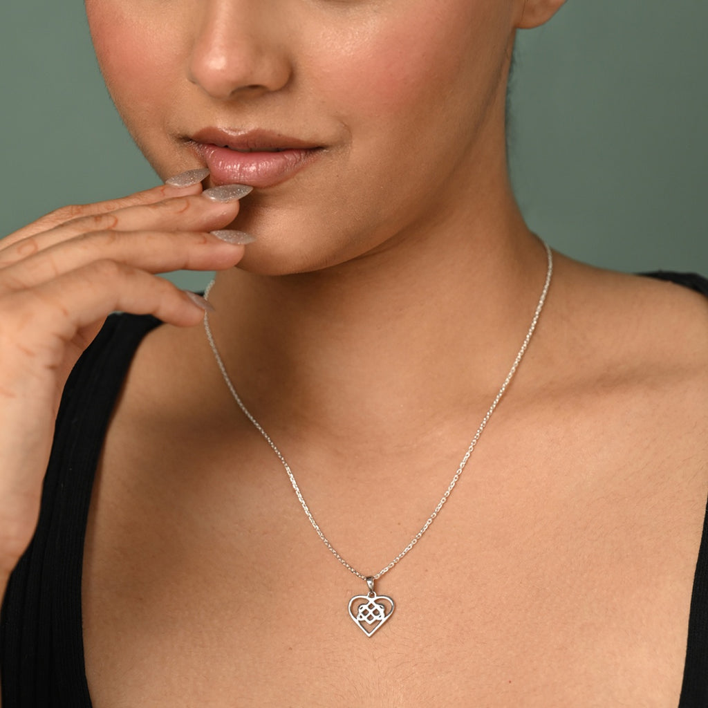 Silver Atiya Heart Pendant Chain Necklace