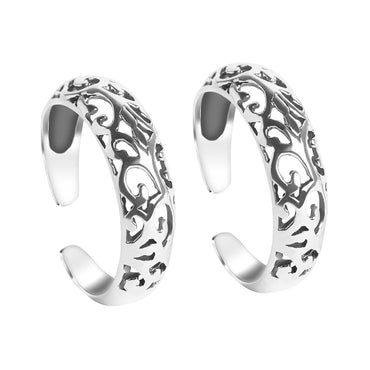 CLARA 925 Sterling Silver Intricate Toe Rings Pair 