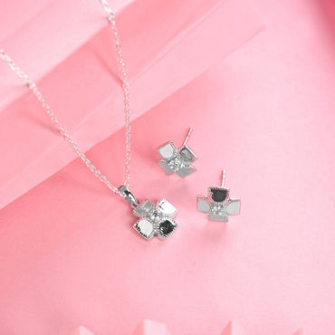 Silver Dainty Clover Jewellery Set 