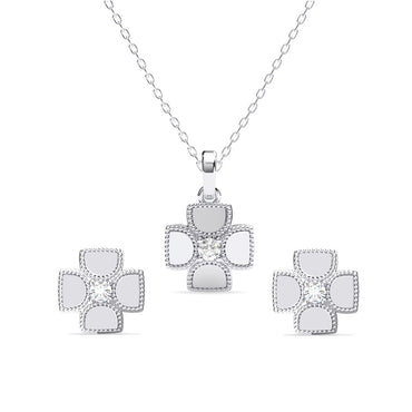 Silver Dainty Clover Jewellery Set