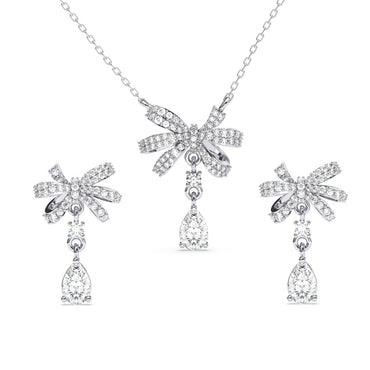 Silver Bow Knot Jewellery Set