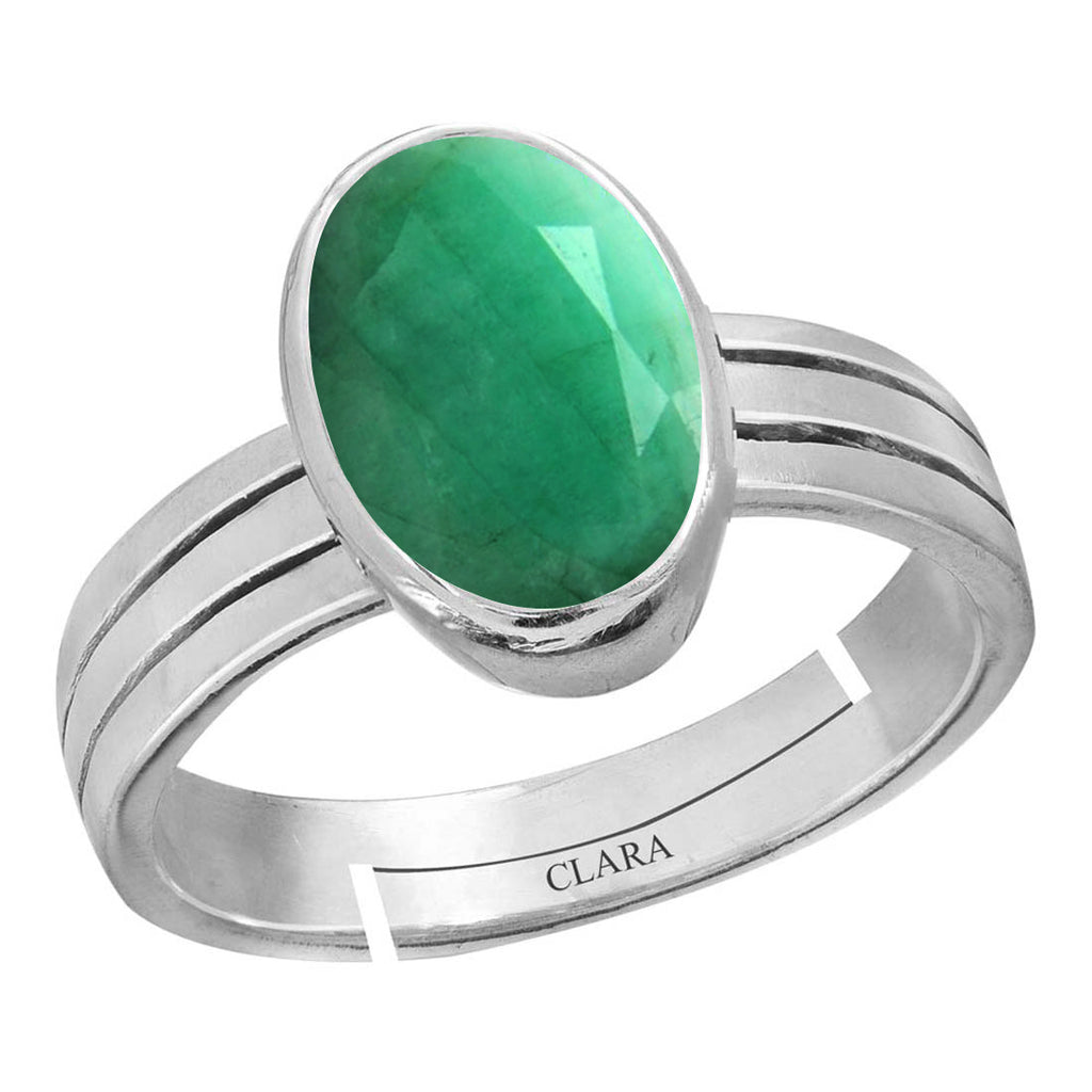 Certified Emerald Panna 3.9cts or 4.25ratti 92.5 Sterling Silver Adjustable Ring
