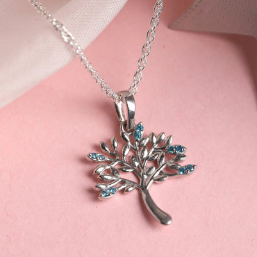 CLARA 925 Sterling Silver Isla Tree Pendant Chain Necklace 
